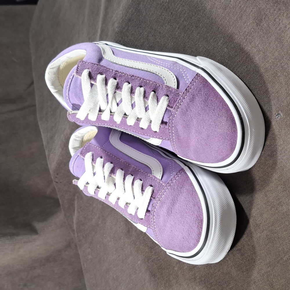 Vans Old Skool Light Purple Suede Canvas White Leather Lace Up Sneakers VG- US 5